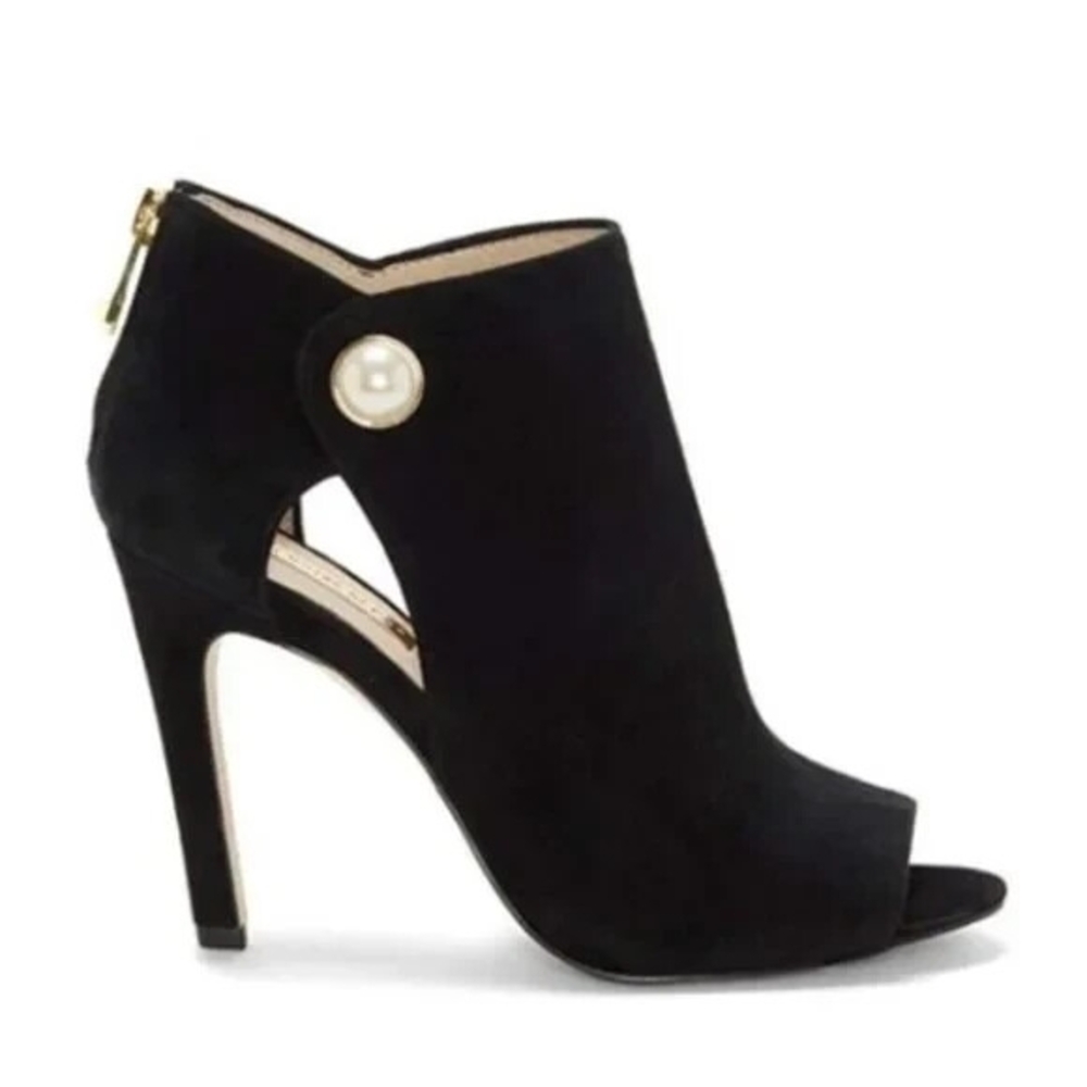 NWT Louis et Cie ILLISA LO-ILLISA  Black Aspen Calf 9M Peep-Toe Heels with Pearl